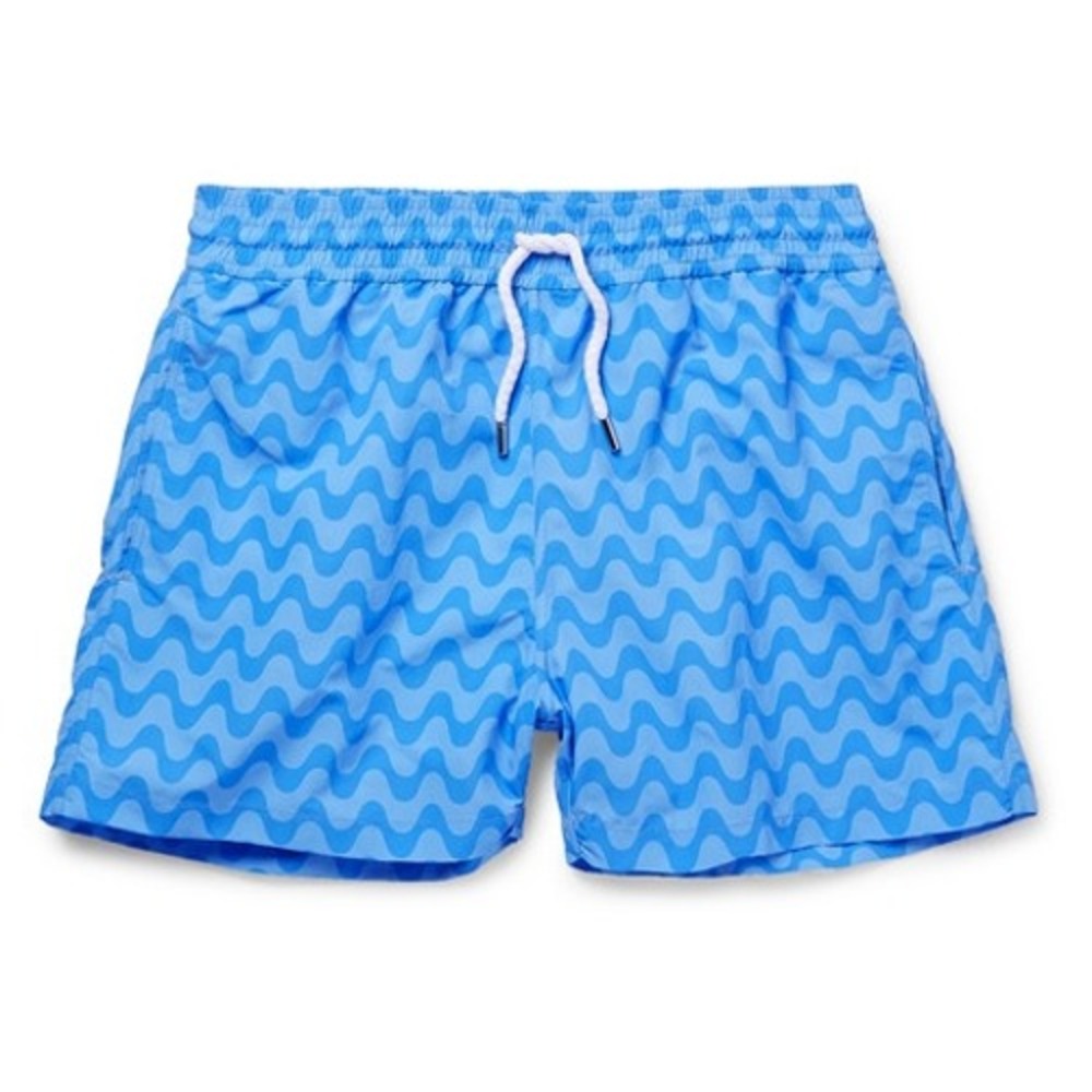 Frescobol Carioca M Swim Trunks Blue Copacabana Wave Print Sport Shorts Portugal